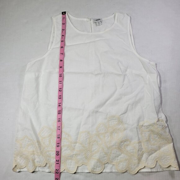 J. Crew Women White Linen Blend Sleeveless Top With Floral Lace Hem Size XS - Picture 5 of 7